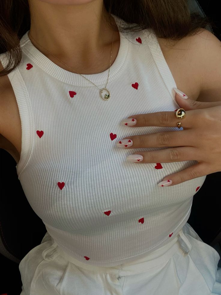 White Mini Heart Tank Top