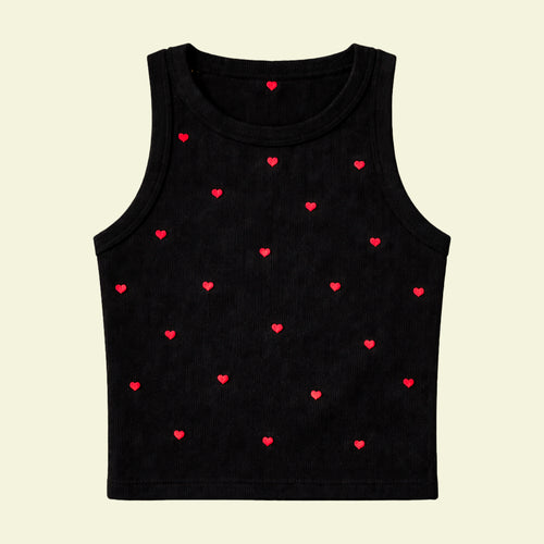 Black Mini Heart Tank Top